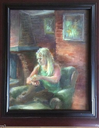Portrait of a woman,oil paint on panel,40x30cm,layered art